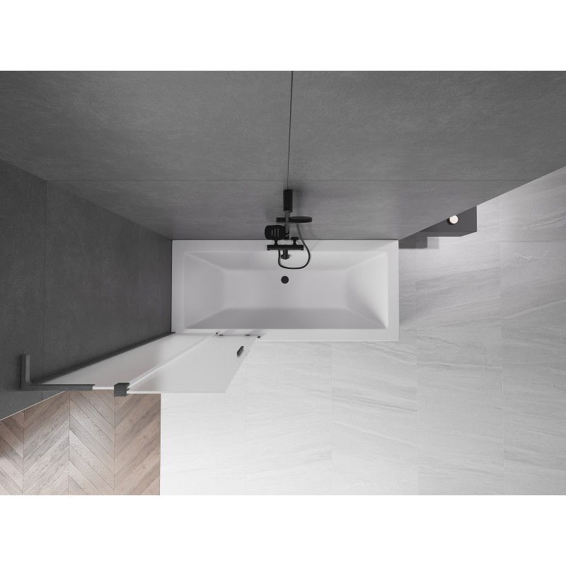 Mexen Velar L vaňová zástenka 2-krídlová posuvná 85 x 150 cm, mrazivá, brúsená gun gray - 896-085-003-31-66