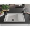 Mexen Elias granitový drez s 1 komorou a odkvapkávačom 795 x 480 mm, biely, čierny sifón - 6511791005-20-B