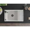 Mexen Elias granitový drez s 1 komorou a odkvapkávačom 795 x 480 mm, biely, čierny sifón - 6511791005-20-B