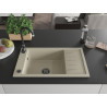 Mexen Elias granitový drez 1-komorový s odkvapkávačom 795 x 480 mm, béžový, čierny sifón - 6511791005-69-B