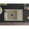 Mexen Elias granitový drez 1-komorový s odkvapkávačom 795 x 480 mm, béžový, čierny sifón - 6511791005-69-B