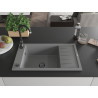 Mexen Elias granitový drez s odkvapkávačom, 1-komorový, 795 x 480 mm, sivý, čierny sifón - 6511791005-71-B