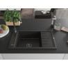 Mexen Elias jednokomorový žulový drez s odkvapkávačom 795 x 480 mm, čierny/zlatý metalik, čierny sifón