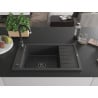 Mexen Elias žulový drez 1-komorový s odkvapkávačom 795 x 480 mm, čierny bodkovaný, čierny sifón - 6511791005-76-B