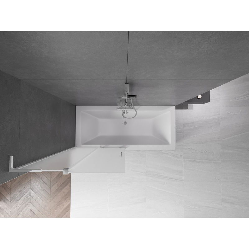 Mexen Velar L sprchová zástená na vaňu s dvomi posuvnými krídlami 90 x 150 cm, mliečne sklo, chróm - 896-090-003-31-01