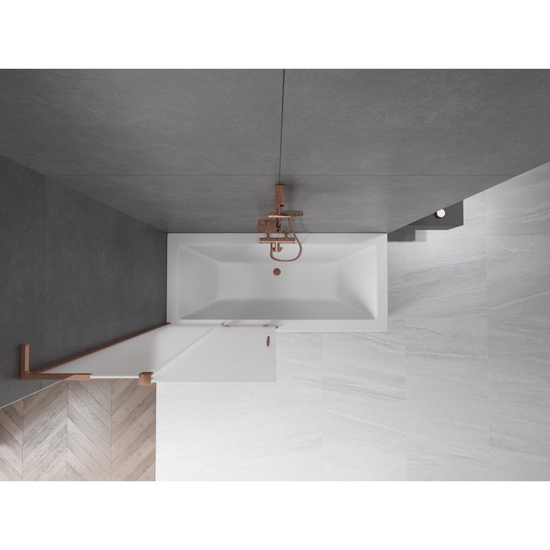 Mexen Velar L vaňová zástena 2-krídlová posuvná 95 x 150 cm, mráz, ružové zlato - 896-095-003-31-60