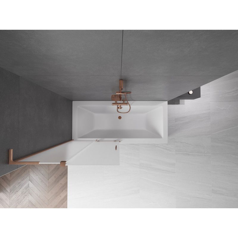 Mexen Velar L vaňový paraván 2-dverový posuvný 90 x 150 cm, matný, kartáčovaná meď - 896-090-003-31-65