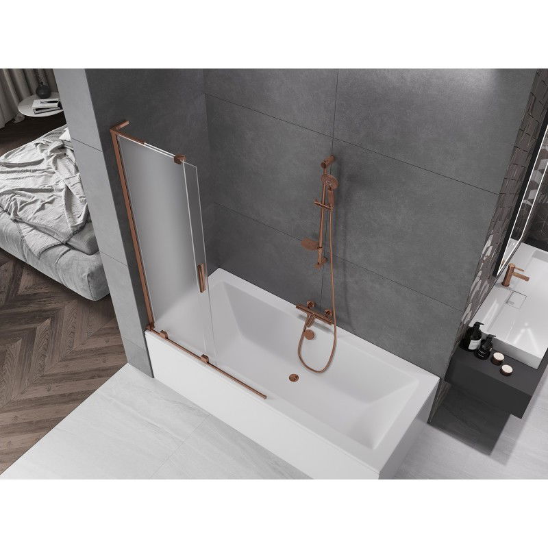 Mexen Velar L vaňová zástena 2-krídlové posuvné 100 x 150 cm, matné, ružové zlato - 896-100-003-31-60