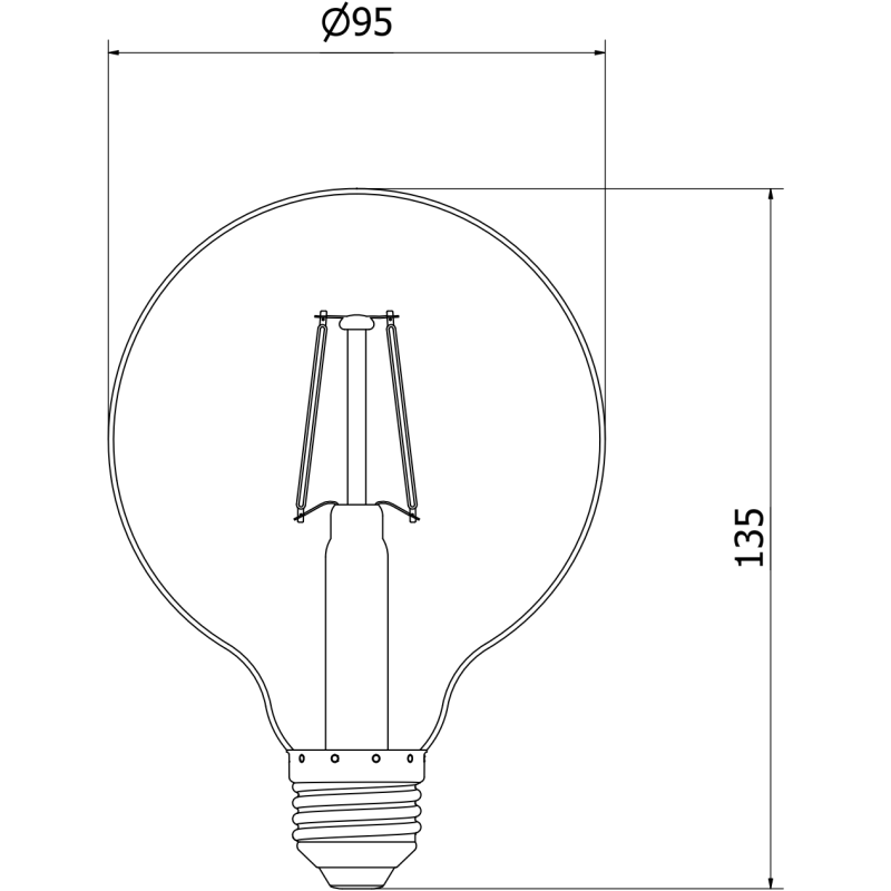 Mexen Vintis LED žiarovka filament E27, G95, 2W, Teplá - 2200K, 150 lm, dymová - L157-E27-0222-70