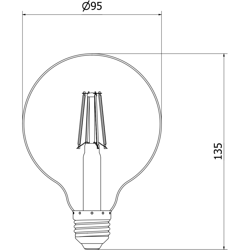 Mexen Vintis Žiarovka filament LED E27, G95, 4W, Teplá - 2200K, 400 lm, jantárová - L157-E27-0422-50