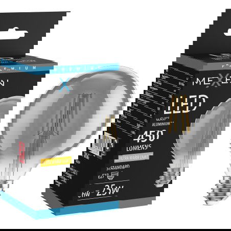 Mexen Vintis LED žiarovka s vláknom E27, G95, 6W, Teplá - 2200K, 450 lm, dymová - L157-E27-0622-70