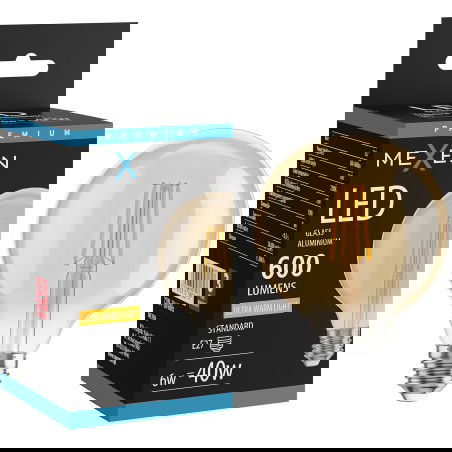 Mexen Vintis LED žiarovka filament E27, G95, 6W, Teplá - 2200K, 600 lm, jantárovo sfarbená - L157-E27-0622-50