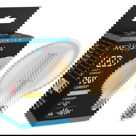 Mexen Vintis LED vlákno žiarovka E27, G95, 8W, Teplá - 2200K, 750 lm, jantárová - L157-E27-0822-50