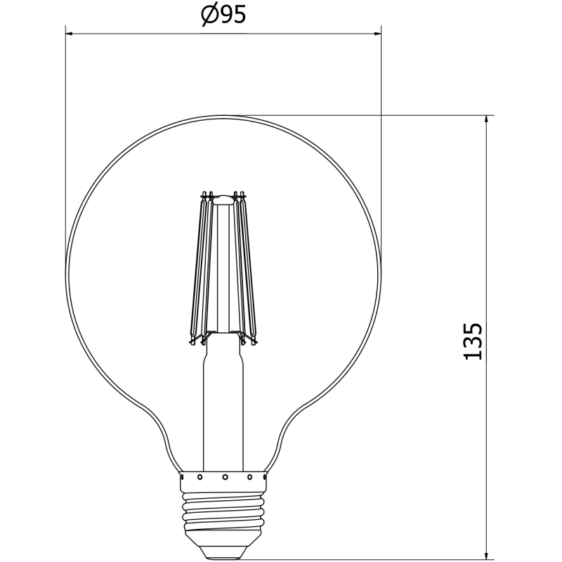 Mexen Vintis Žiarovka filament LED E27, G95, 8W, Teplá - 2200K, 600 lm, smoke - L157-E27-0822-70