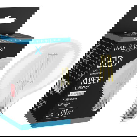 Mexen Vintis LED vlákno žiarovka E27, G95, 8W, Neutrálna - 4000K, 1055 lm, číra - L157-E27-0840-00