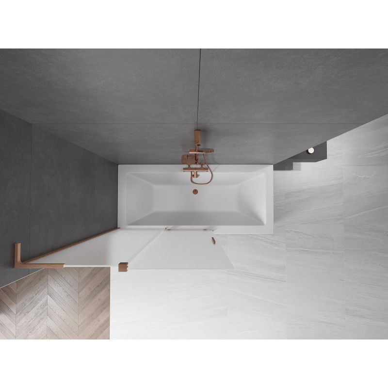 Mexen Velar L vaňová stena 2-krídlová posuvná 110 x 150 cm, matná, kartáčovaná meď - 896-110-003-31-65