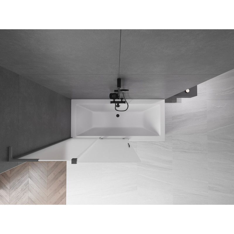 Mexen Velar L vaňová zástena 2-krídla posuvná 110 x 150 cm, mrazené, gun metal - 896-110-003-31-95