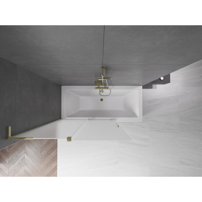 Mexen Velar L vaňová zástena dvojkrídlová posuvná 120 x 150 cm, mrazené sklo, zlatá - 896-120-003-31-50