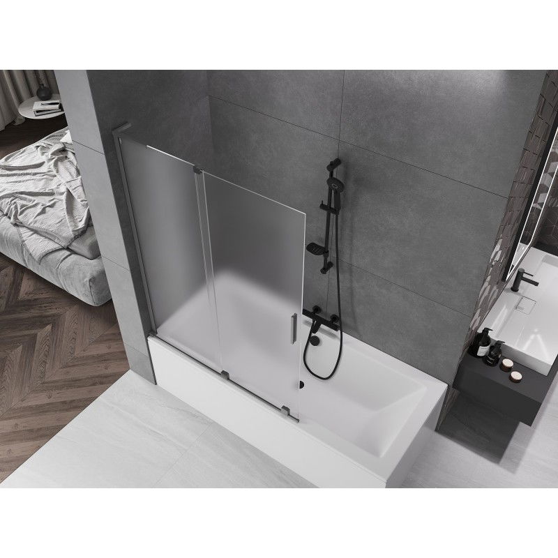 Mexen Velar L vaňová zástena 2-krídlová posuvná 120 x 150 cm, matný, gun metal - 896-120-003-31-95