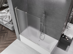 Mexen Velar L vanová zástěna 2-dielna posuvná 120 x 150 cm, matná, brúsený nikel - 896-120-003-31-97