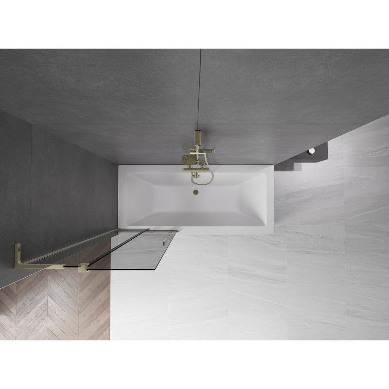 Mexen Velar L vaňová zástena 2-krídlová posuvná 75 x 150 cm, grafit, zlatá - 896-075-003-41-50