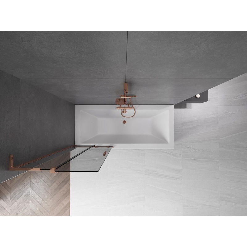 Mexen Velar L vaňová zástenka 2-krídlová posuvná 70 x 150 cm, grafit, ružové zlato - 896-070-003-41-60