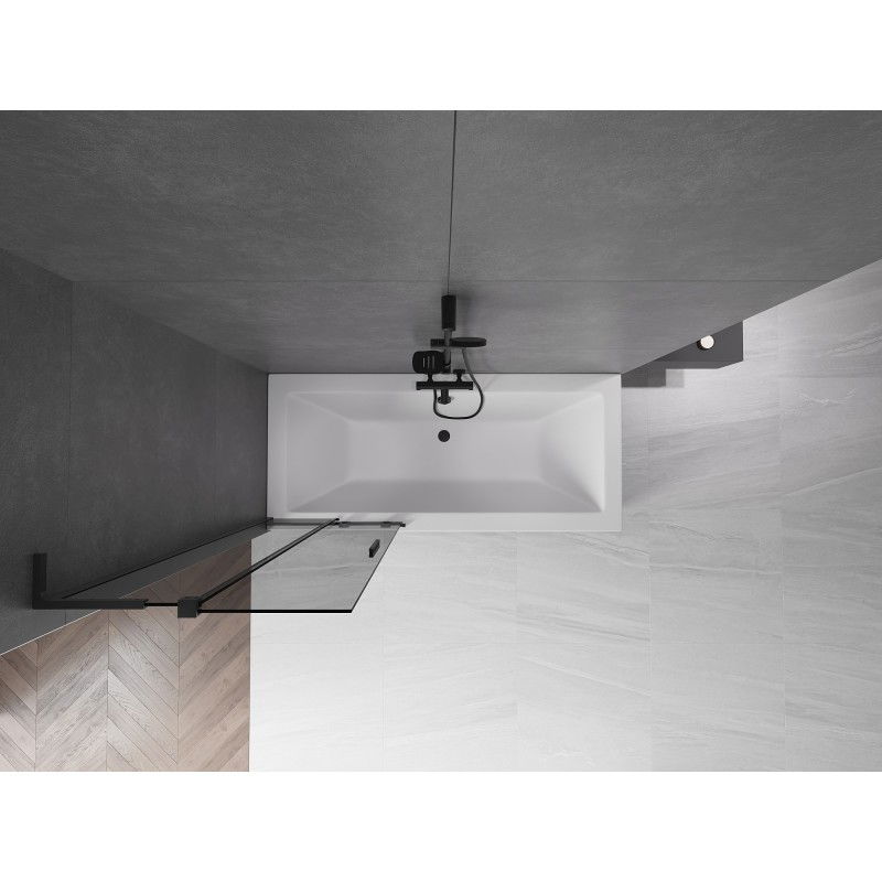 Mexen Velar L vaňová zástena 2-krídlová posuvná 75 x 150 cm, grafit, čierna - 896-075-003-41-70