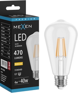 Mexen Vintis LED vlákno žiarovka E27, ST64, 4W, Teplá - 2200K, 470 lm, číra - L152-E27-0422-00