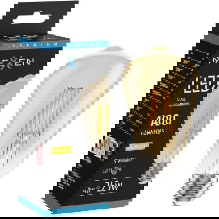 Mexen Vintis Žiarovka filament LED E27, ST64, 4W, Teplá - 2200K, 400 lm, jantárová - L152-E27-0422-50