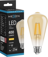 Mexen Vintis Žiarovka filament LED E27, ST64, 4W, Teplá - 2200K, 400 lm, jantárová - L152-E27-0422-50