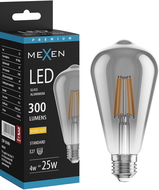 Mexen Vintis LED filamentová žiarovka E27, ST64, 4W, Teplá - 2200K, 300 lm, dymová - L152-E27-0422-70