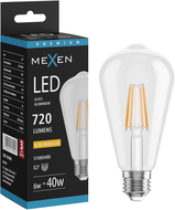 Mexen Vintis LED žiarovka filament E27, ST64, 6W, Teplá - 2200K, 720 lm, číra - L152-E27-0622-00