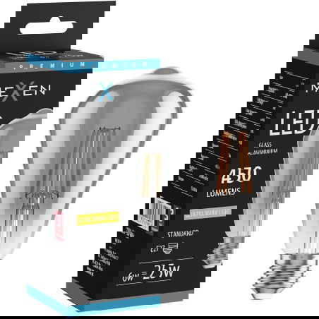 Mexen Vintis LED žiarovka s vláknom E27, ST64, 6W, Teplá - 2200K, 450 lm, dymová - L152-E27-0622-70