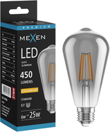 Mexen Vintis LED žiarovka s vláknom E27, ST64, 6W, Teplá - 2200K, 450 lm, dymová - L152-E27-0622-70