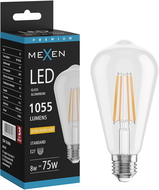 Mexen Vintis Filamentová LED žiarovka E27, ST64, 8W, Teplá - 2200K, 1055 lm, číra - L152-E27-0822-00