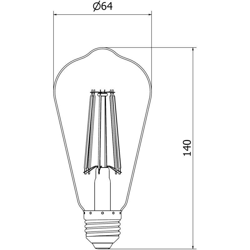 Mexen Vintis LED žiarovka filament E27, ST64, 10W, Teplá - 2200K, 1320 lm, číra - L152-E27-1022-00