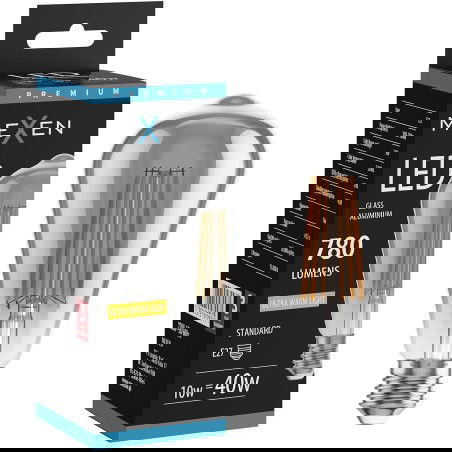 Mexen Vintis LED filamentová žiarovka E27, ST64, 10W, Teplá - 2200K, 780 lm, dymová - L152-E27-1022-70