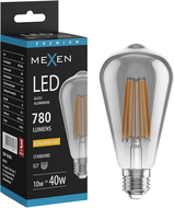 Mexen Vintis LED filamentová žiarovka E27, ST64, 10W, Teplá - 2200K, 780 lm, dymová - L152-E27-1022-70