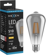 Mexen Vintis Žiarovka filament LED E27, ST64, 6W, Teplá - 2700K, 510 lm, dymová - L152-E27-0627-70