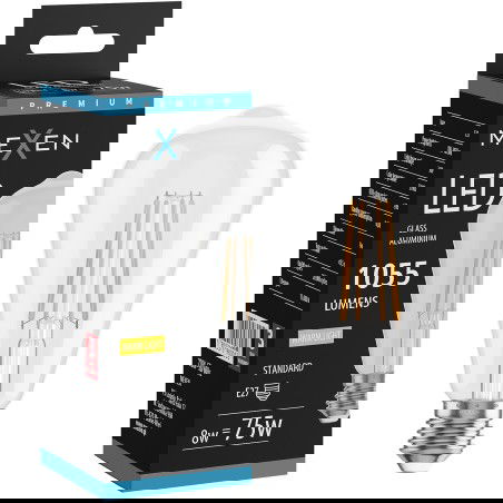 Mexen Vintis LED vláknová žiarovka E27, ST64, 8W, Teplá - 2700K, 1055 lm, číra - L152-E27-0827-00