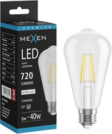 Mexen Vintis LED žiarovka filament E27, ST64, 6W, Neutrálna - 4000K, 720 lm, číra - L152-E27-0640-00