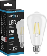 Mexen Vintis Žiarovka filament LED E27, ST64, 4W, Studená - 6500K, 470 lm, číra - L152-E27-0465-00