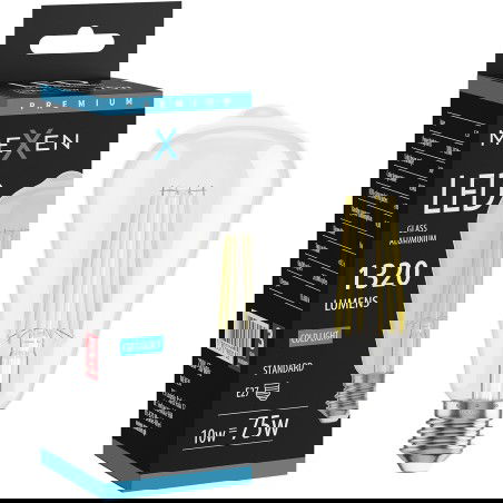 Mexen Vintis LED filamentová žiarovka E27, ST64, 10W, Studená - 6500K, 1320 lm, číra - L152-E27-1040-00 - L152-E27-1065-00