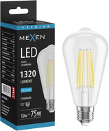 Mexen Vintis LED filamentová žiarovka E27, ST64, 10W, Studená - 6500K, 1320 lm, číra - L152-E27-1040-00 - L152-E27-1065-00