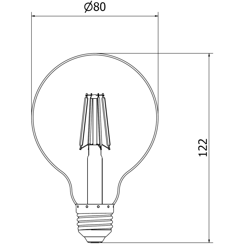 Mexen Vintis LED filament žiarovka E27, G80, 4W, Teplá - 2200K, 400 lm, jantárová - L155-E27-0422-50