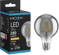 Mexen Vintis LED vlákno žiarovka E27, G80, 4W, Teplá - 2200K, 280 lm, dymová - L155-E27-0422-70