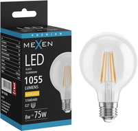 Mexen Vintis LED vlákno žiarovka E27, G80, 8W, Teplá - 2700K, 1055 lm, číra - L155-E27-0827-00