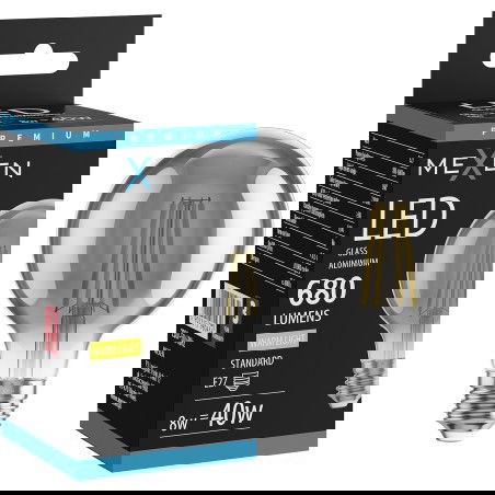 Mexen Vintis LED žiarovka s vláknom E27, G80, 8W, Teplá - 2700K, 680 lm, dymová - L155-E27-0827-70