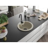 Mexen Diego granitový drez 1-komorový 488 x 480 mm, béžový, čierny sifón - 6512481000-69-B