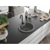 Mexen Diego granitový drez 1-komorový 488 x 480 mm, sivý, sifón čierny - 6512481000-71-B